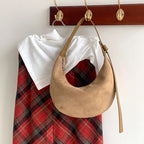 Amblot Beige Hobo suede shoulder bag