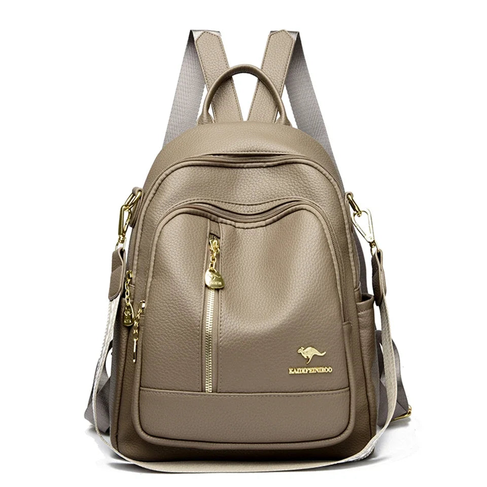 Amblot Beige Modern leather backpack for women