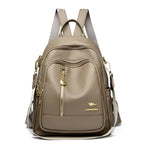 Amblot Beige Modern leather backpack for women