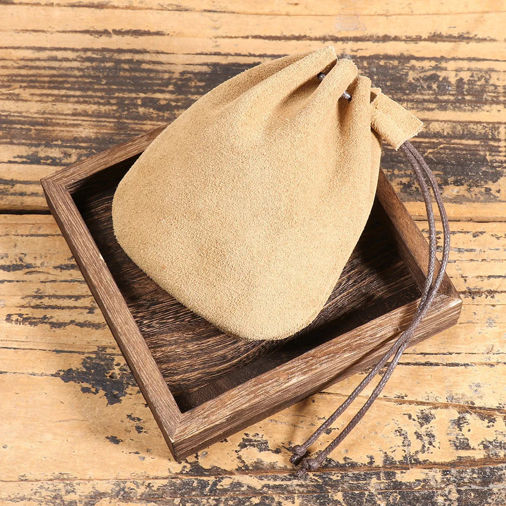 Amblot Beige Retro leather belt pouch