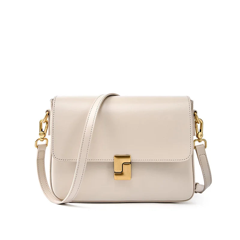 Amblot Beige Retro style leather crossbody bag