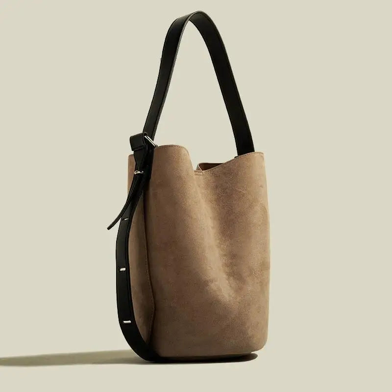 Amblot Beige Retro suede tote bag