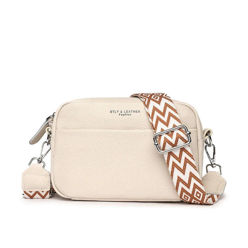 Amblot Beige Soft minimalist leather crossbody bag