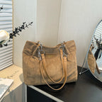 Amblot Beige Soft-touch suede tote bag