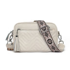 Amblot Beige Textured leather crossbody bag