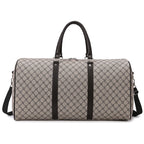 Amblot Beige Textured leather travel duffle bag