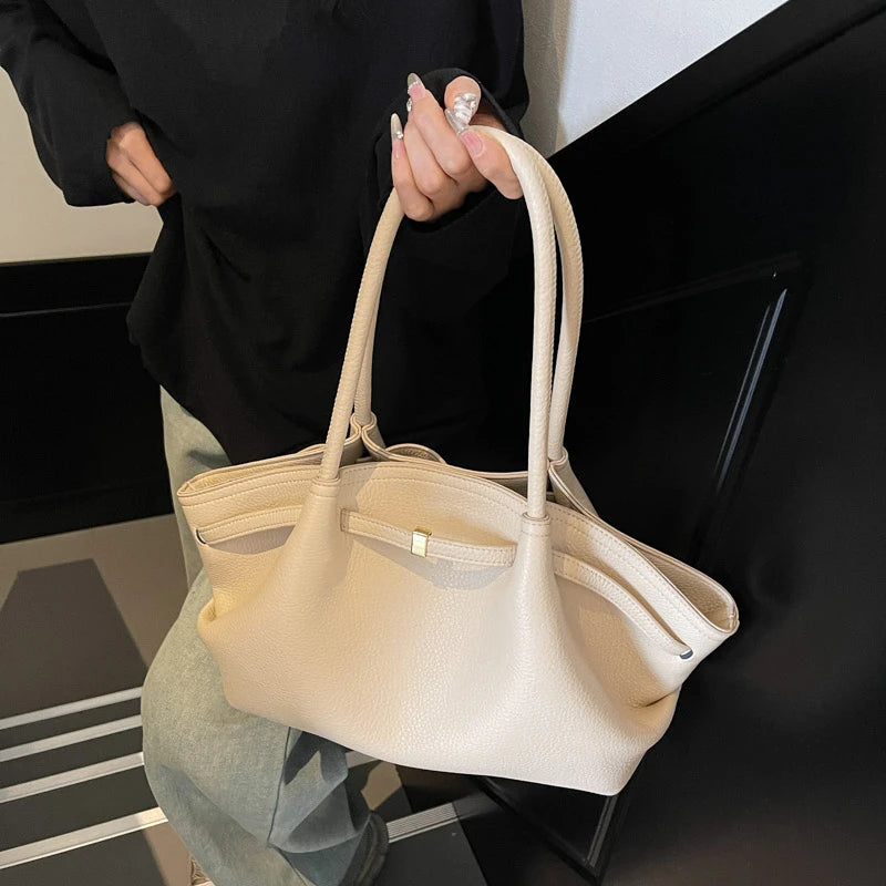 Amblot Beige Versatile leather handbag