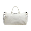 Amblot Beige Zip-top leather overnight duffle bag