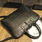 Amblot Black (15 inch) Zippered leather briefcase for laptop