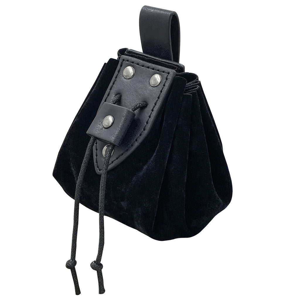 Amblot Black 3 Medieval leather coin pouch