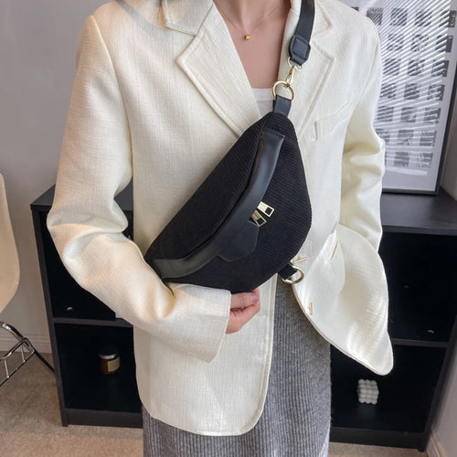 Amblot Black Adjustable corduroy bum bag