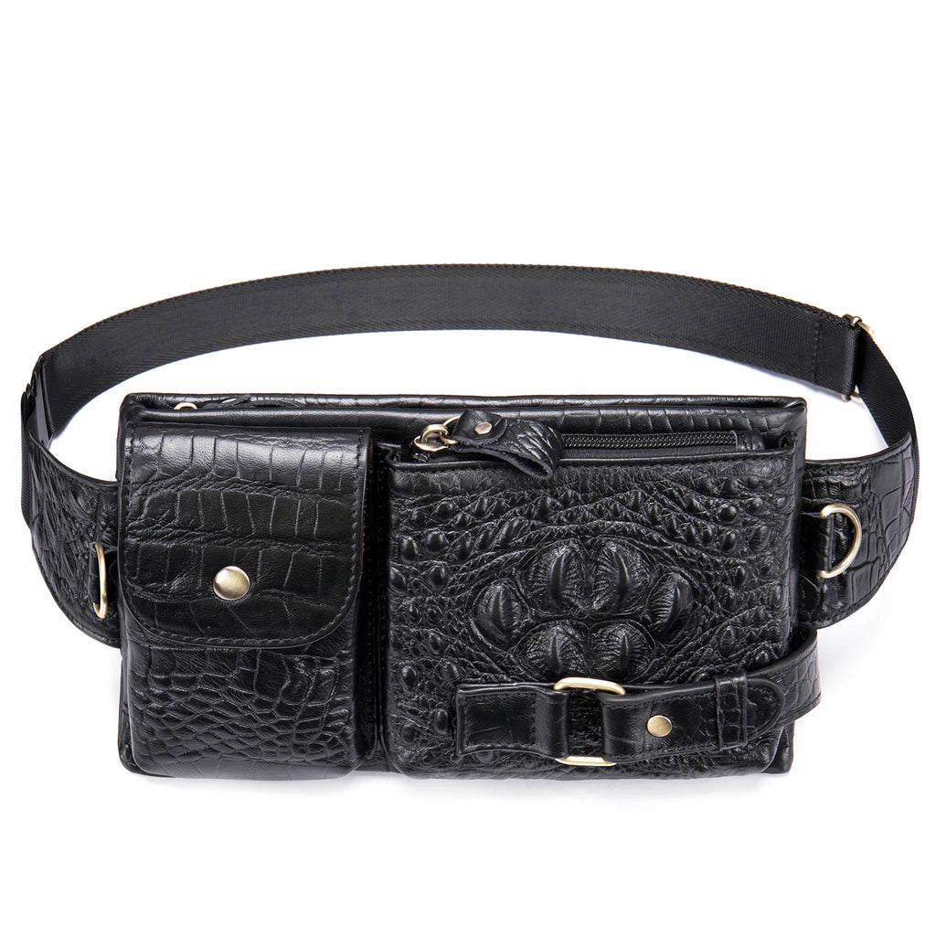 Amblot Black Adjustable leather bum bag
