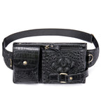 Amblot Black Adjustable leather bum bag
