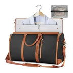 Amblot Black And Brown Foldable women's travel leather duffle bag