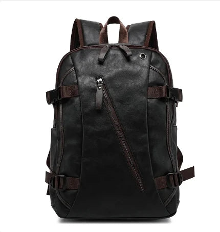 Amblot Black and brown Men's premium leather fashion backpack