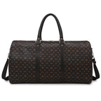 Amblot Black and brown Textured leather travel duffle bag