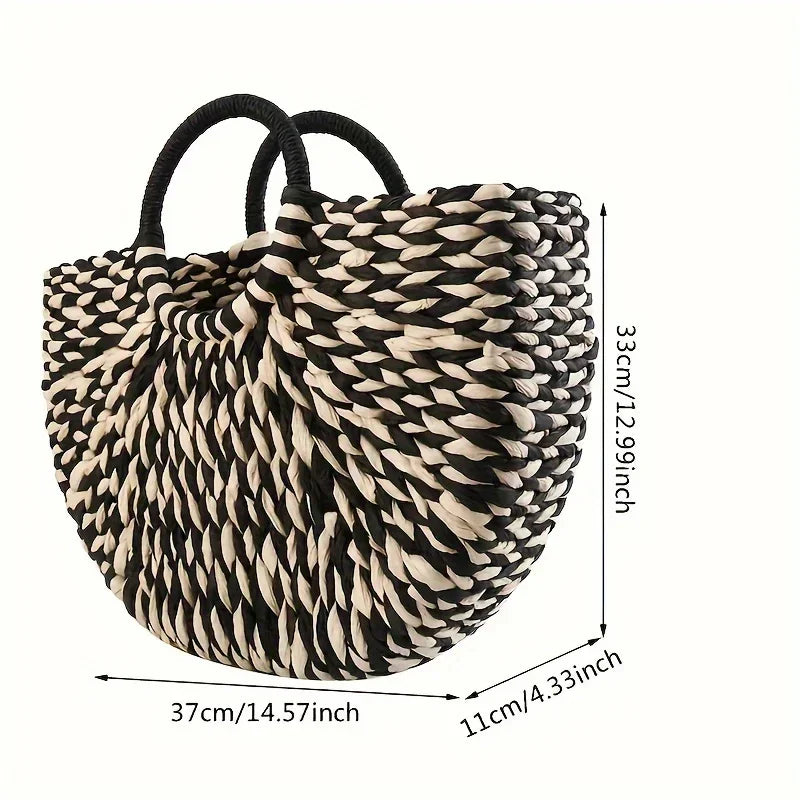 Amblot Black and white rattan shopper bag