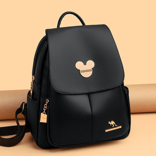 Amblot Black Backpack purse in leather