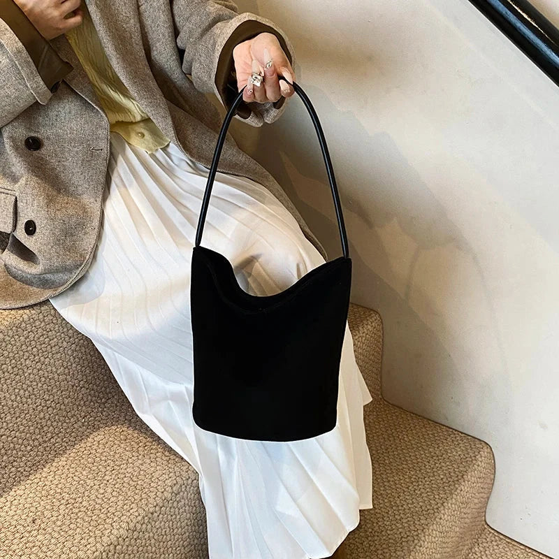 Amblot Black Bucket suede slouch bag