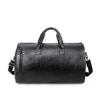 Amblot Black Carry-on size leather weekender duffle bag