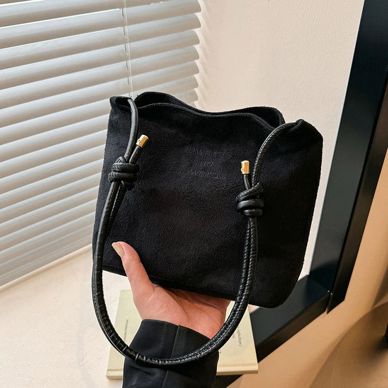 Amblot Black Casual suede shoulder bag for city walks