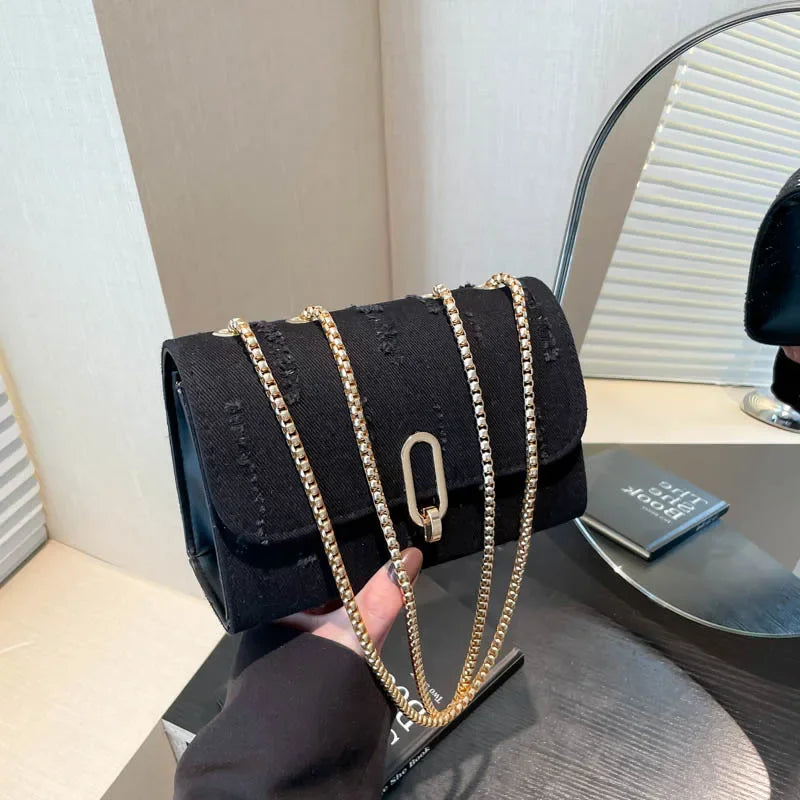 Amblot Black Casual washed denim purse for everyday outfits