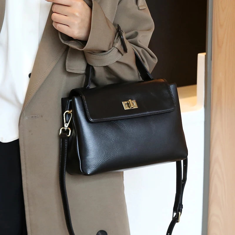 Amblot Black Chic leather crossbody bag for women