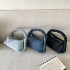 Amblot Black Classic blue denim purse with top handle