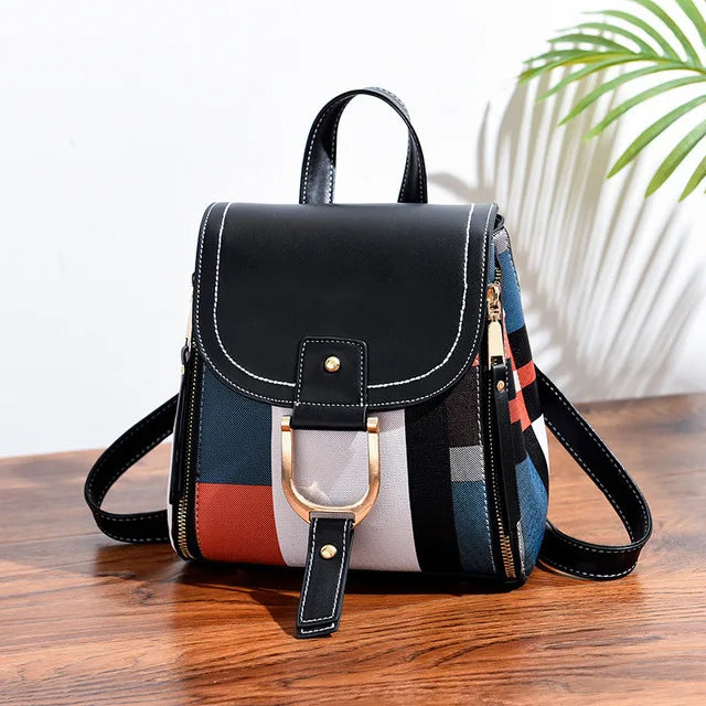 Amblot Black Classic leather backpack purse