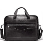 Amblot Black Classic leather laptop bag