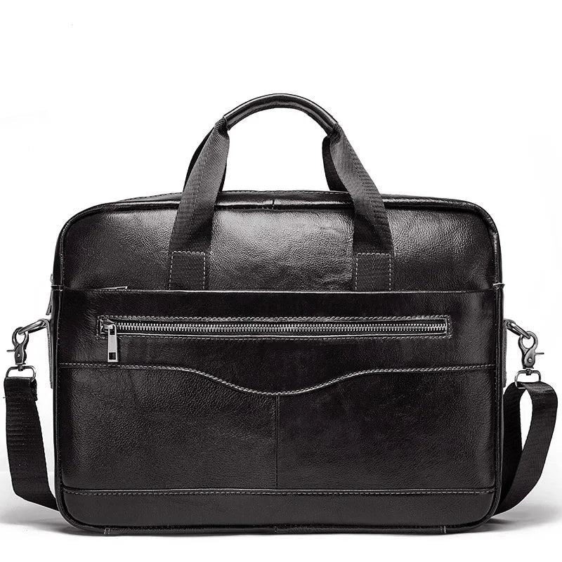 Amblot Black Classic leather laptop bag