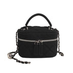 Amblot Black Classic suede handbag with structured handle