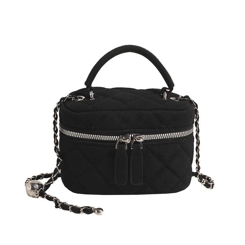 Amblot Black Classic suede handbag with structured handle