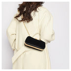 Amblot Black Corduroy clutch bag with  chain strap