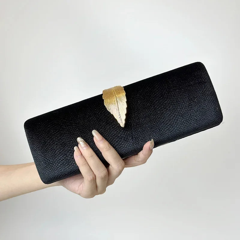 Amblot Black Corduroy clutch bag with cute closure