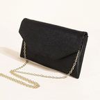 Amblot Black Corduroy envelope clutch bag with magnetic closure