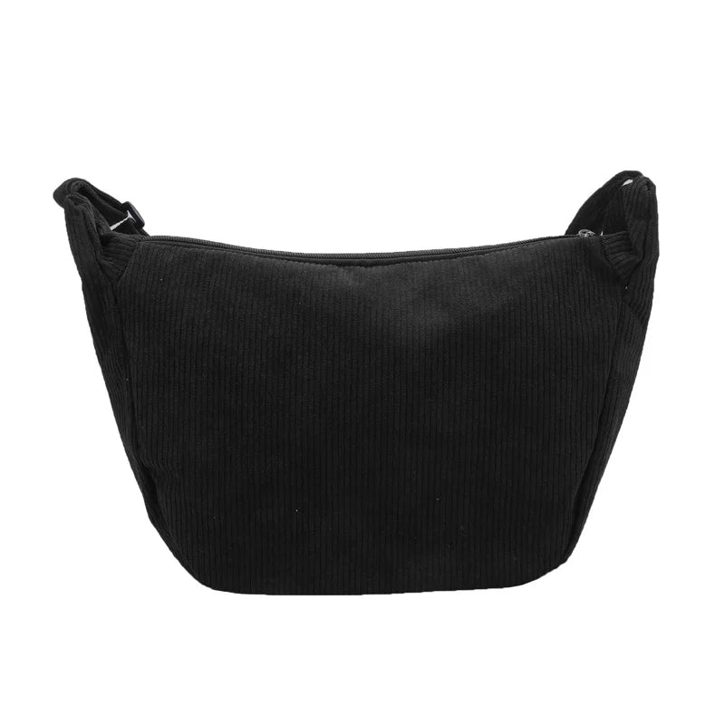 Amblot Black Corduroy handbag for casual wear