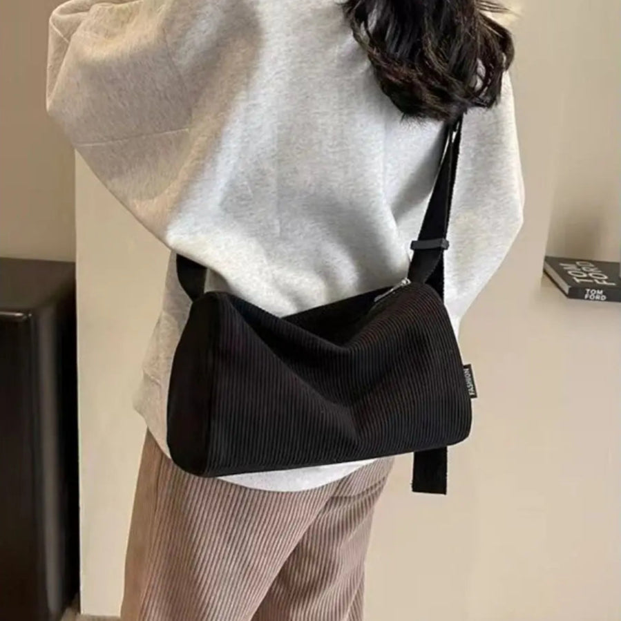 Amblot Black Corduroy handbag for women