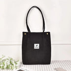 Amblot Black Corduroy tote bag for daily use