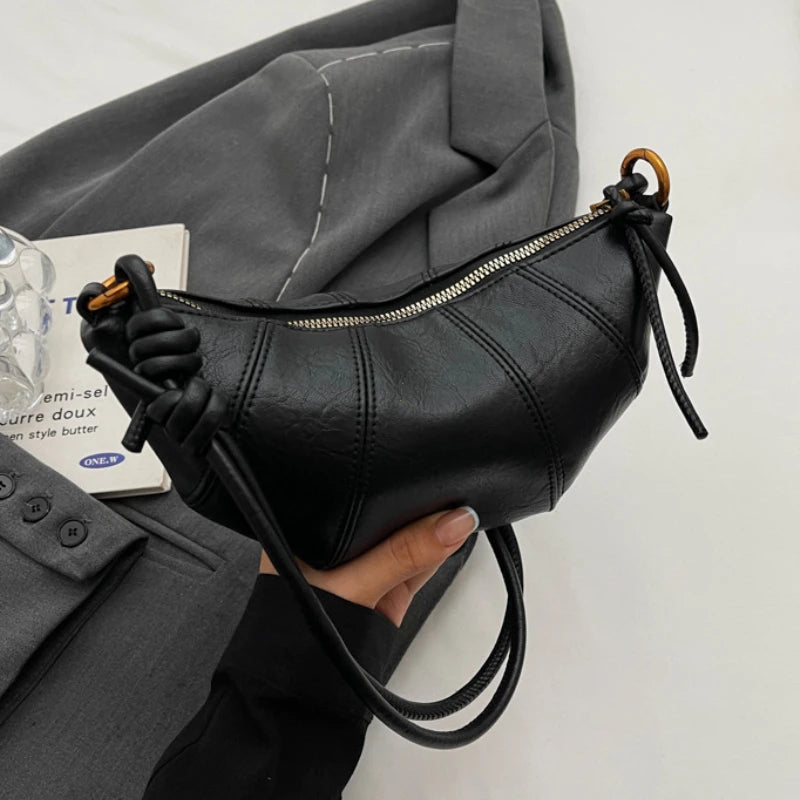 Amblot Black Crescent leather hobo bag