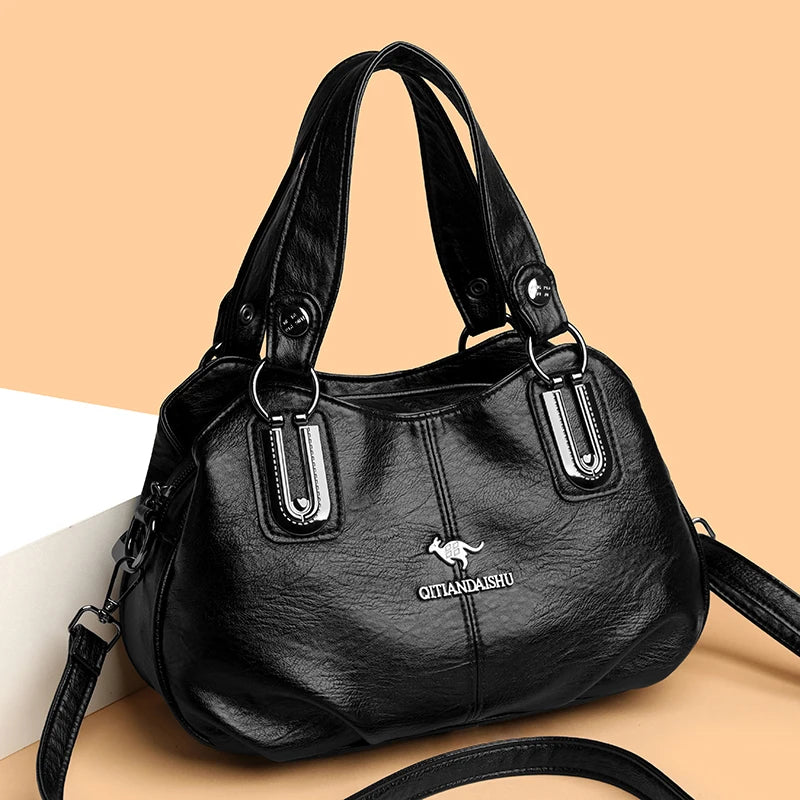 Amblot Black Crossbody leather hobo bag