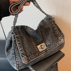 Amblot Black Denim hobo handbag