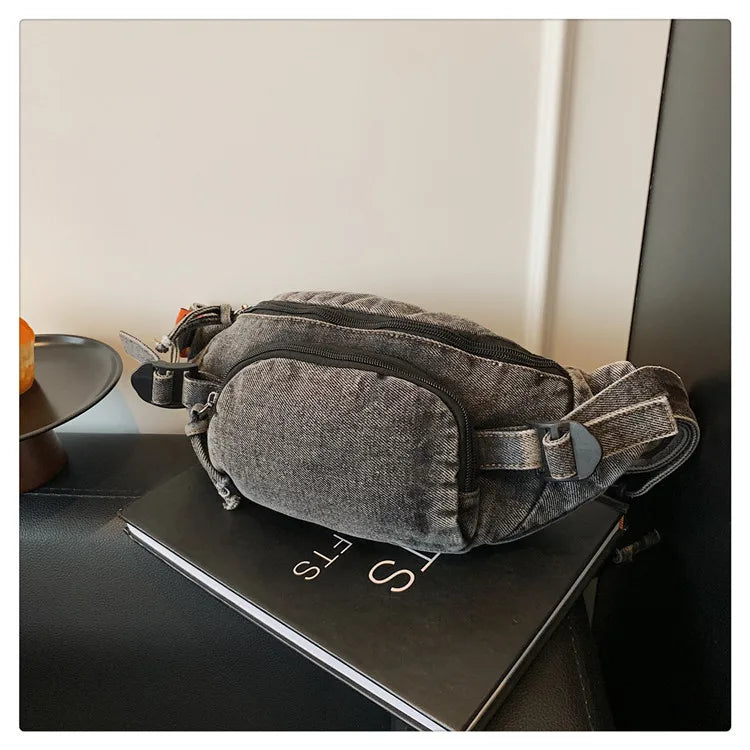Amblot Black Denim waist bag