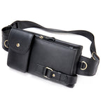 Amblot Black Dual-pocket leather fanny pack