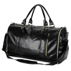 Amblot Black Elegant leather holdall with shoulder strap