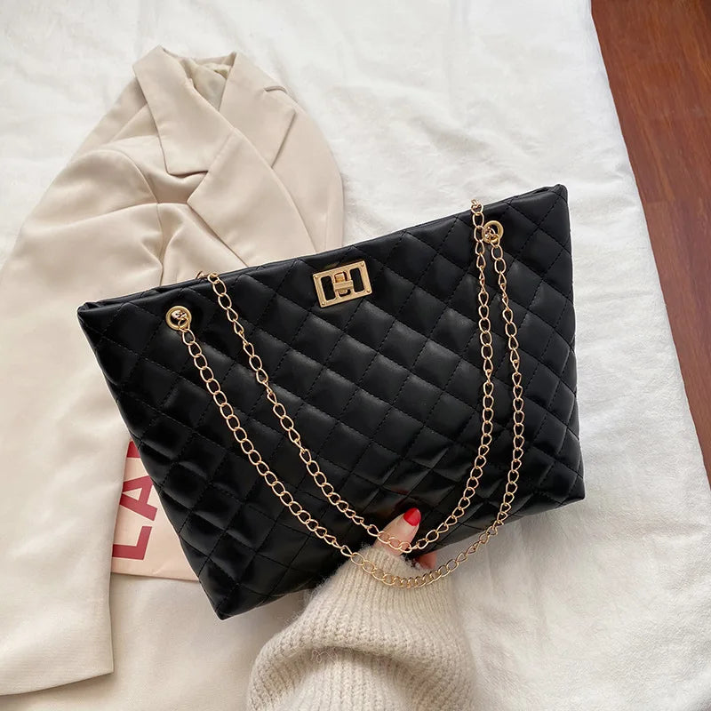 Amblot Black Fashionable leather tote bag