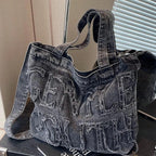 Amblot Black Foldable denim tote bag