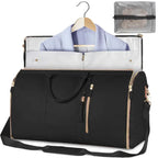Amblot Black Foldable women's travel leather duffle bag