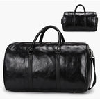Amblot Black Handcrafted leather overnight duffle bag