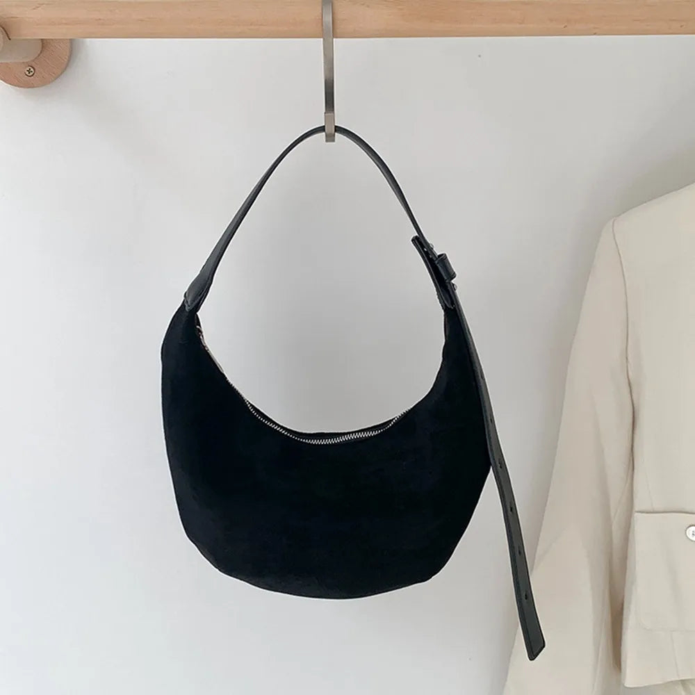 Amblot Black Hobo suede shoulder bag